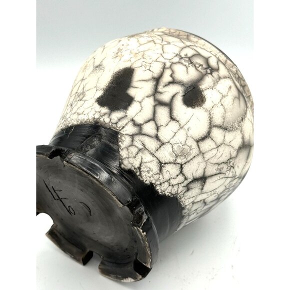 Hikari Raku Pottery Hand Made Horse Hair Design Bow/ Vase /Signed - Picture 4 of 7